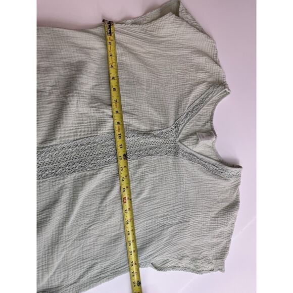 KONA SOL Gauze Tunic Cover Up  Cotton Green Beach Top Short Sleeve - Picture 3 of 7